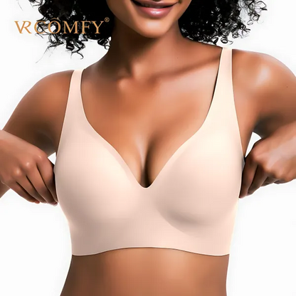 VRCÔMFY Vivid Bloom V-Neck Wireless Bra - Comfort & Lift for Women (VB)